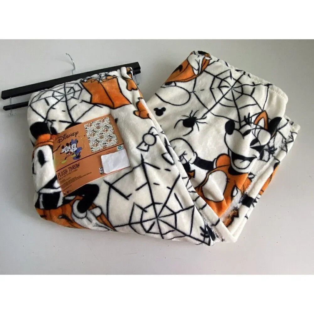 Disney Halloween Throw Blanket Mickey Minnie Mouse‎ Pumpkin Jack O Lantern Soft